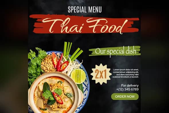 Thai Food Special Menu Promotional Template