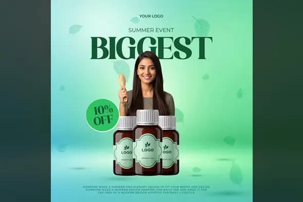 Natural Hair Oil Product Ad Template