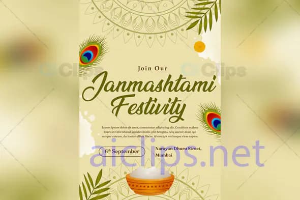 Janmashtami Festivity Invitation PSD Template
