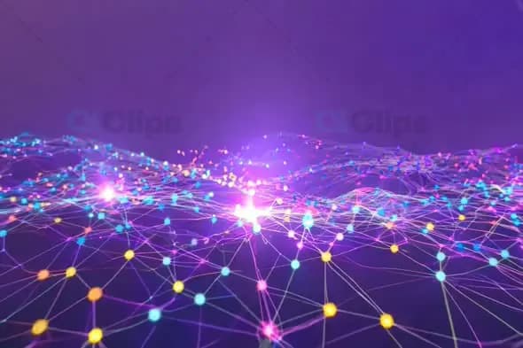 Digital Network of Glowing Nodes – Futuristic Data Flow and Connectivity