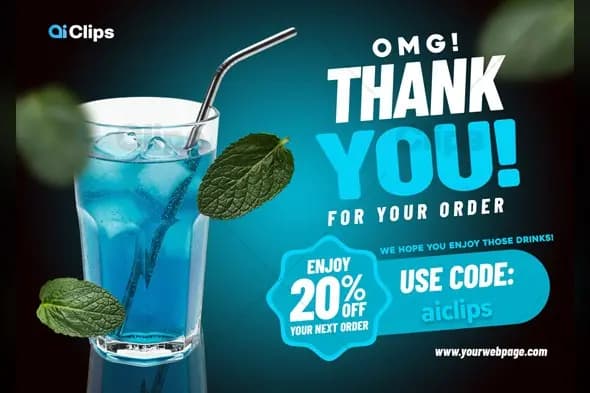 Blue Cocktail Thank You Order Confirmation Template