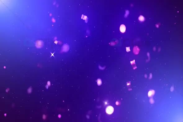 Floating Glitter and Light Particles in Purple Glow