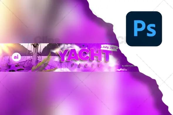 Yacht Party Event Banner PSD Template