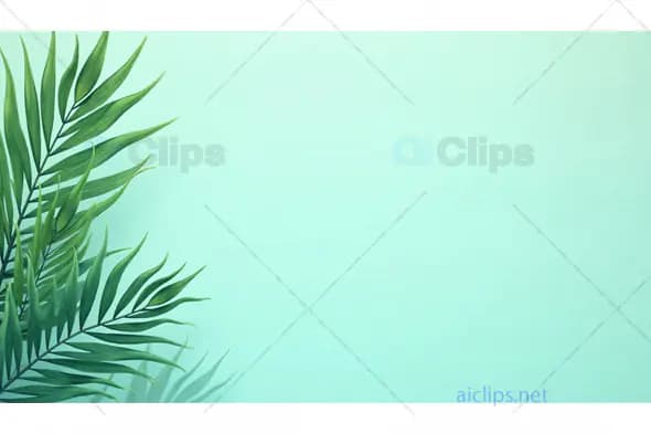 Tropical Palm Leaves on Soft Mint Green Background