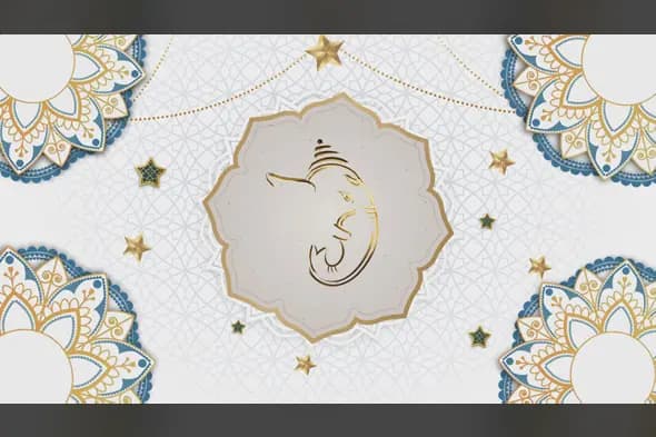 Elegant Ganesh Mandala Design Template with Golden Stars