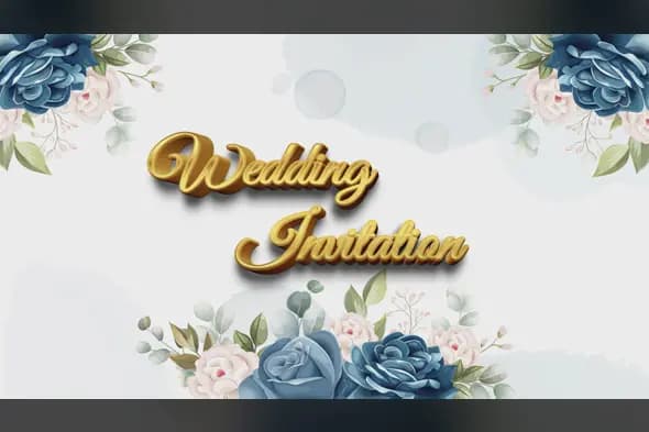 Elegant Wedding Invitation  Gold Textwith Blue Roses Edius 8 Pro
