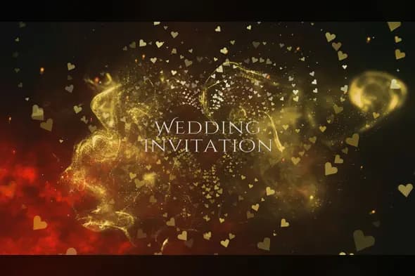 Elegant Golden Hearts Wedding Invitation Template