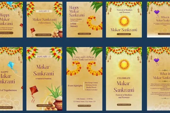 Elegant Makar Sankranti Social Media Pack