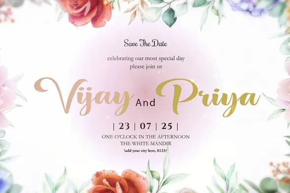 Floral Bliss Indian Wedding Announcement