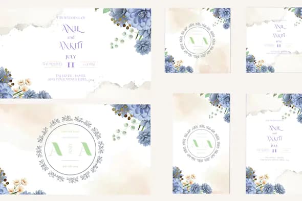 Elegant Floral Wedding Invitation Suite