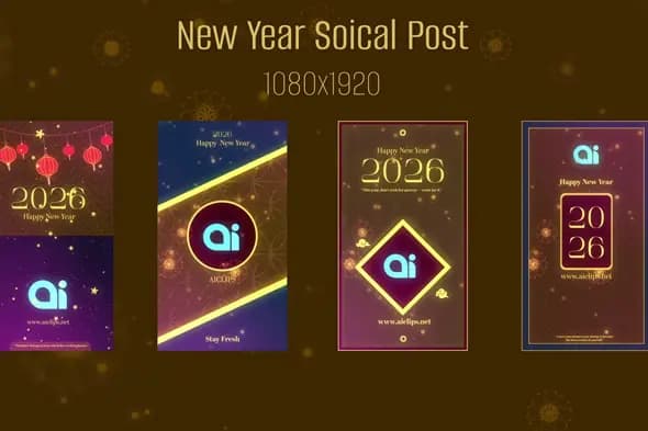 Golden 2026 New Year Social Media Templates