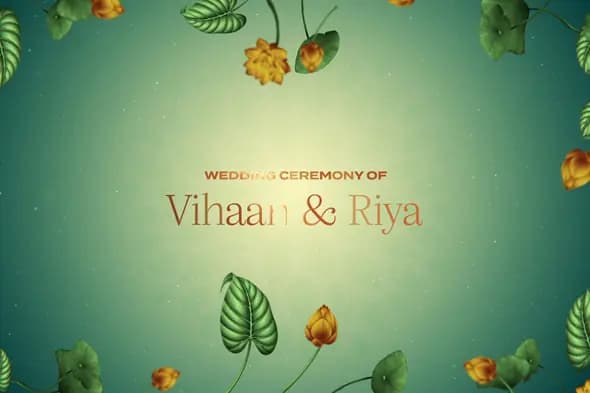 Golden Lotus Wedding Ceremony Invite Template