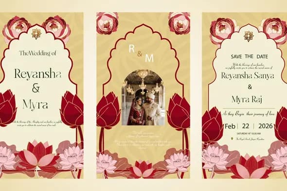 Royal Indian Floral Wedding Invitation Story Template