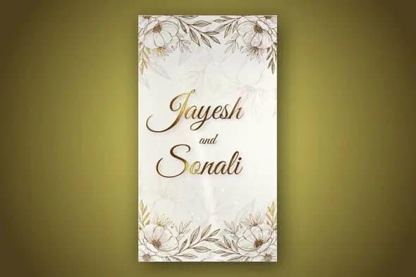 Golden Floral Wedding Invite Animation