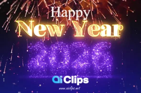 New Year 2024 Particle & Fireworks Greeting
