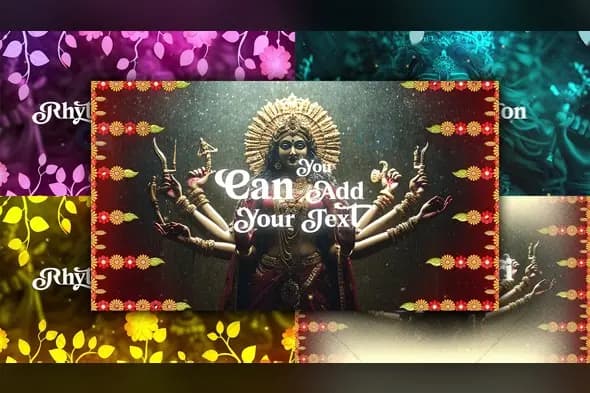 Navratri Festival Video Template with Floral Frame
