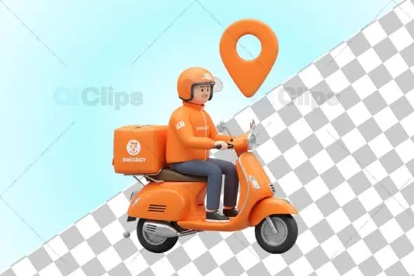 3D Swiggy Delivery Rider on Scooter