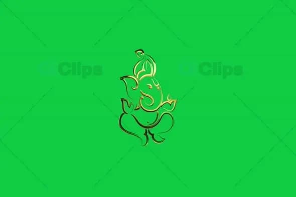 Playful Golden Ganesha Sitting Animation on Green Screen