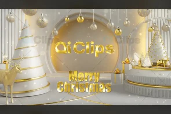 Elegant White & Gold Christmas Logo Animation Template