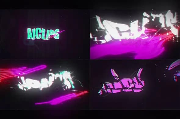 Dynamic Neon Glitch Logo Animation