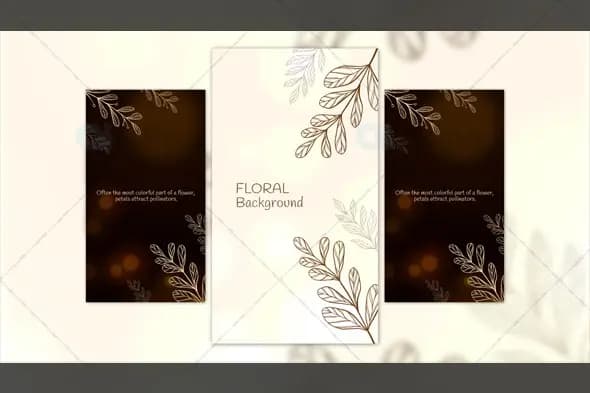 Elegant Floral Background Template with Line Art Leaves