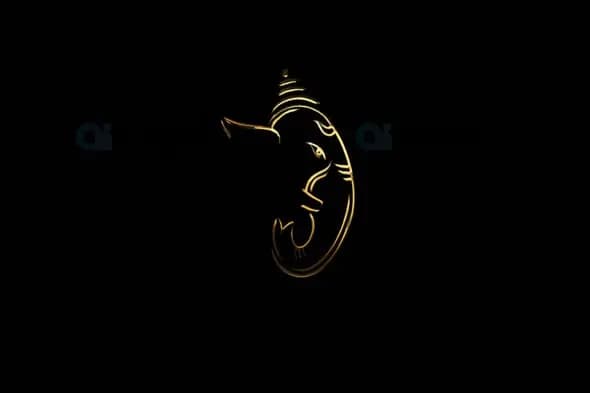 Divine Golden Ganesha Profile Animation with Transparent Alpha