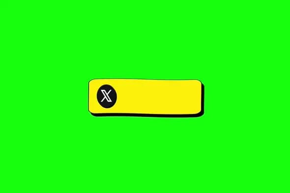 X-twitter Logo Yellow Button on Green Screen Background