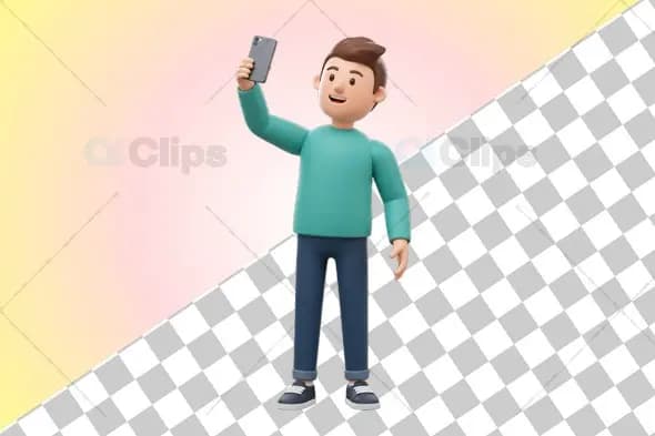 3D Character Taking a Selfie