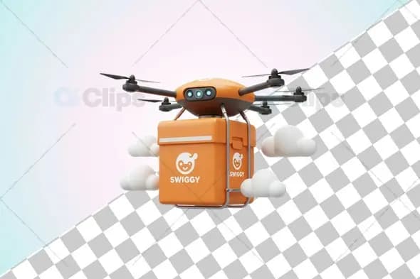 Swiggy Drone Delivery 3D Illustration