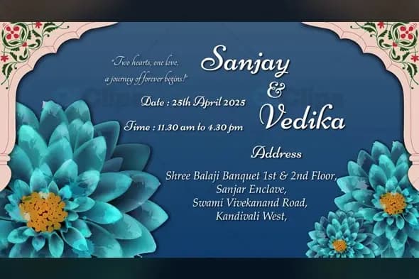 Romantic Floral Landscape Marathi & English After Effects Template for Wedding Invitations