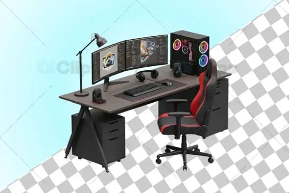 3D Gaming and Workspace Setup with Dual Monitors