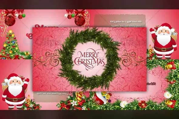 Elegant Christmas Wreath Animation with Holiday Decorations