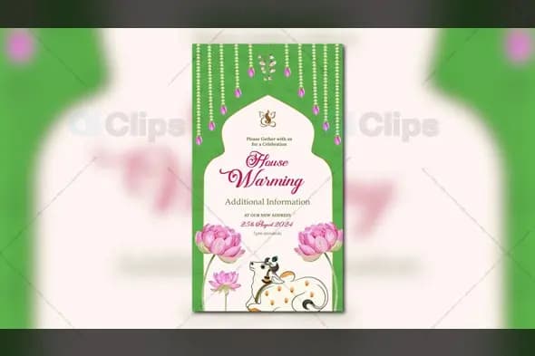 Elegant House Warming Invitation Template with Sacred Cow Design