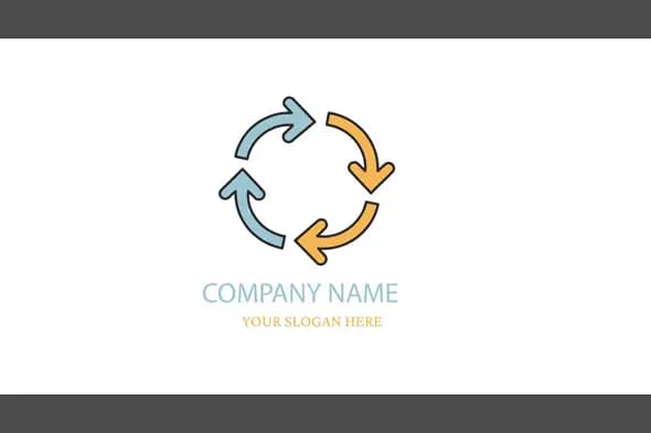 Circular Arrows Logo Design with Alternating Colors