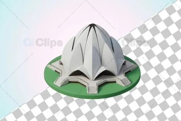 3D Lotus Temple Illustration
