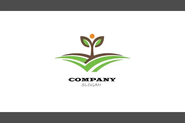 Abstract Agriculture Growth Logo with Curved Fields