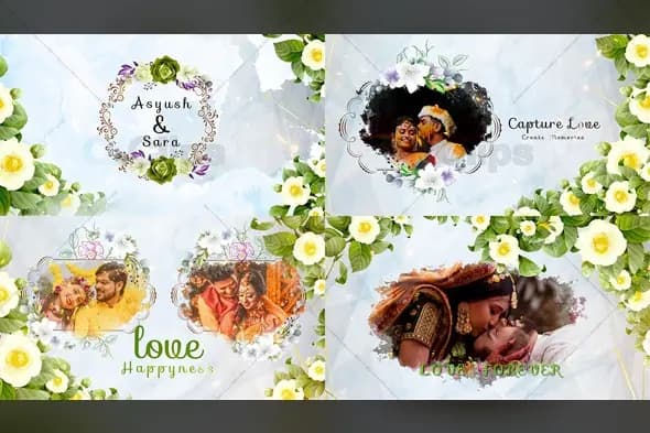 Elegant Floral Wedding Photo Frame Template