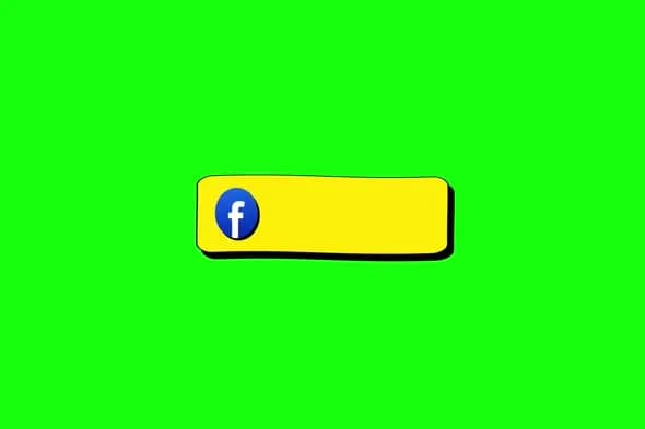 Animated Facebook Logo Button on Yellow Banner with Green Screen
