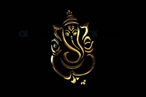 Golden Lord Ganesha Animation with Alpha Background