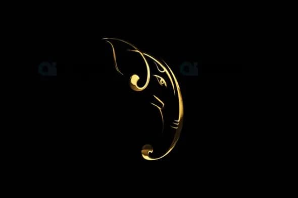 Artistic Ganesha Half-Face Design Animation with Golden Glow