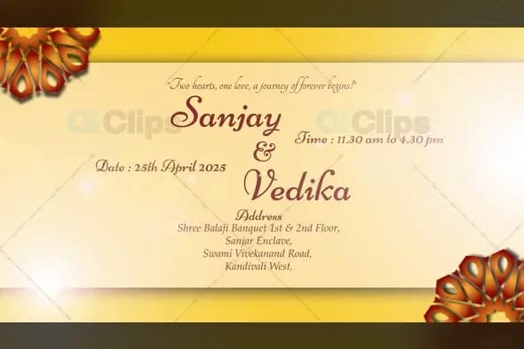 Romantic Floral Landscape Marathi & English  Template for Wedding Invitations