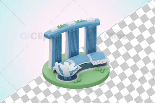 3D Marina Bay Sands and ArtScience Museum Illustration