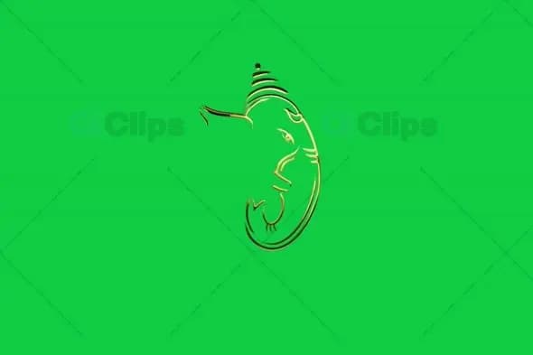 Modern Ganesha Profile Line Art Animation on Green Screen