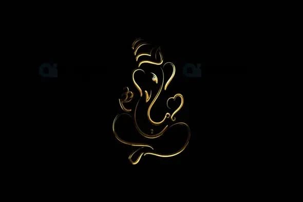 Modern Line Art Ganesha Animation with Golden Glow