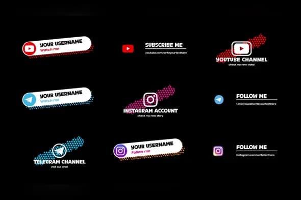 Modern Social Media Lower Thirds Pack With Hexagon Patterns