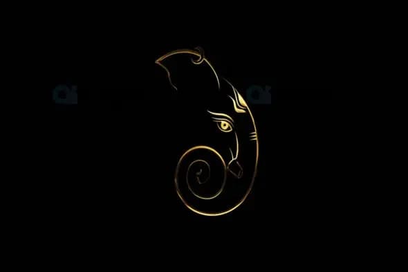 Abstract Ganesha Spiral Design Animation with Golden Glow