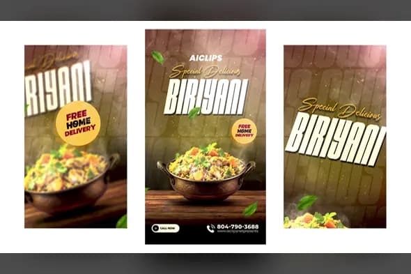 Elegant Biryani Food Delivery Promotional Template