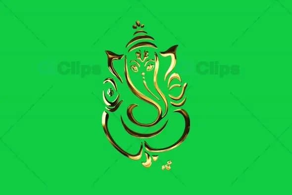 Golden Ganesha Animation on Green Screen Background