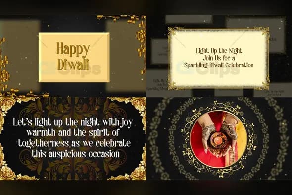 Elegant Golden Diwali Celebration Invitation Template