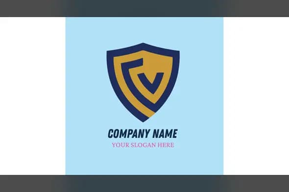Modern Shield Logo with Geometric CV Monogram Design